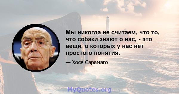 Мы никогда не считаем, что то, что собаки знают о нас, - это вещи, о которых у нас нет простого понятия.