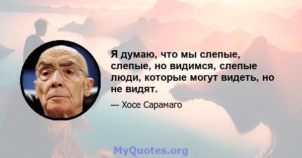 Я думаю, что мы слепые, слепые, но видимся, слепые люди, которые могут видеть, но не видят.