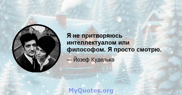 Я не притворяюсь интеллектуалом или философом. Я просто смотрю.