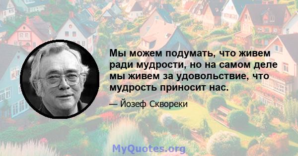 Мы можем подумать, что живем ради мудрости, но на самом деле мы живем за удовольствие, что мудрость приносит нас.