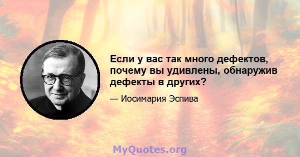 Если у вас так много дефектов, почему вы удивлены, обнаружив дефекты в других?