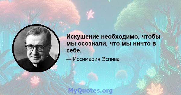 Искушение необходимо, чтобы мы осознали, что мы ничто в себе.