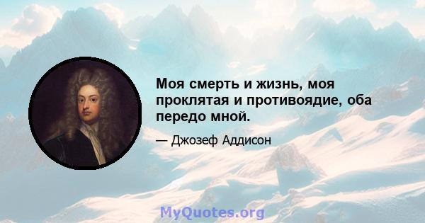 Моя смерть и жизнь, моя проклятая и противоядие, оба передо мной.