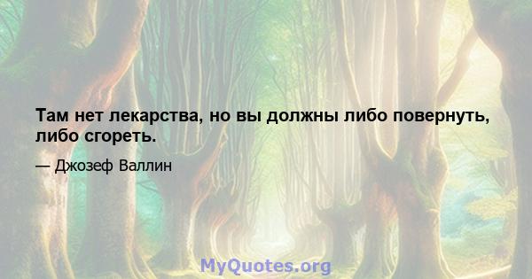 Там нет лекарства, но вы должны либо повернуть, либо сгореть.