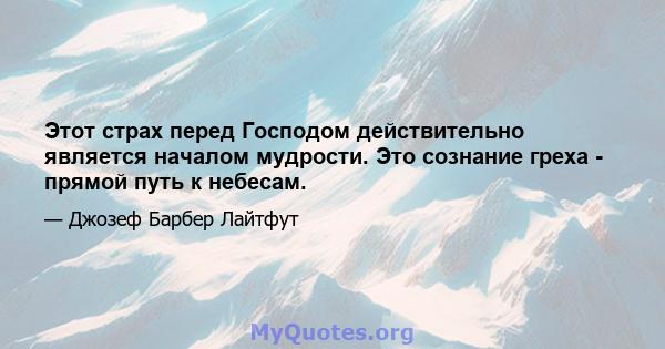 Этот страх перед Господом действительно является началом мудрости. Это сознание греха - прямой путь к небесам.