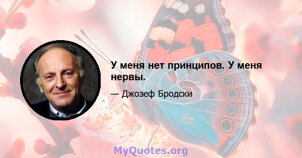 У меня нет принципов. У меня нервы.