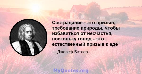 Сострадание - это призыв, требование природы, чтобы избавиться от несчастья, поскольку голод - это естественный призыв к еде