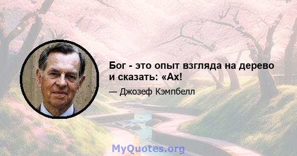 Бог - это опыт взгляда на дерево и сказать: «Ах!