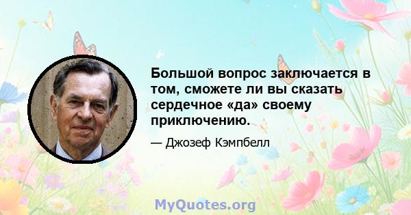 Большой вопрос заключается в том, сможете ли вы сказать сердечное «да» своему приключению.