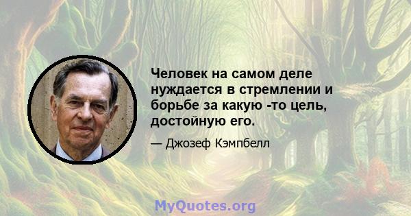 Человек на самом деле нуждается в стремлении и борьбе за какую -то цель, достойную его.