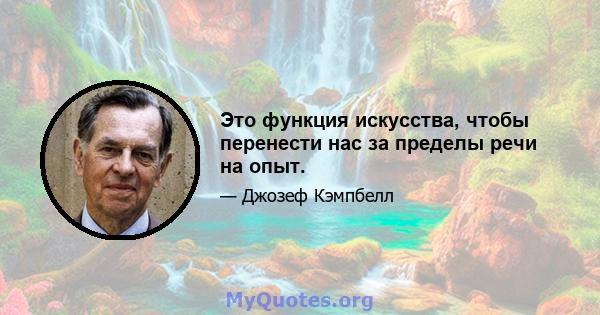 Это функция искусства, чтобы перенести нас за пределы речи на опыт.