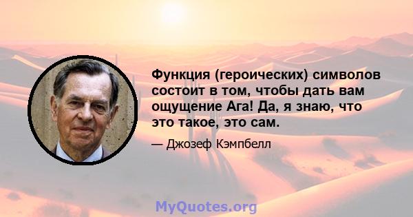 Функция (героических) символов состоит в том, чтобы дать вам ощущение Ага! Да, я знаю, что это такое, это сам.