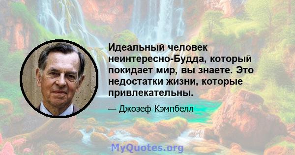 Идеальный человек неинтересно-Будда, который покидает мир, вы знаете. Это недостатки жизни, которые привлекательны.