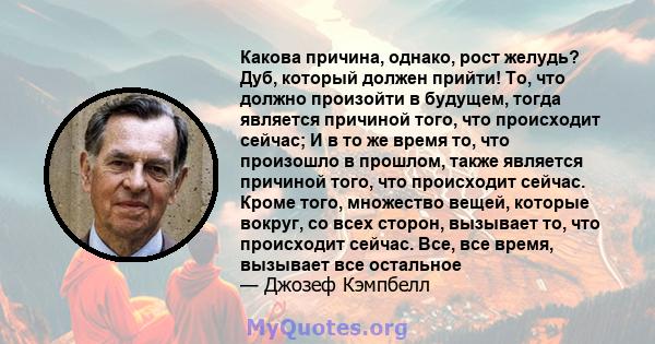 Какова причина, однако, рост желудь? Дуб, который должен прийти! То, что должно произойти в будущем, тогда является причиной того, что происходит сейчас; И в то же время то, что произошло в прошлом, также является