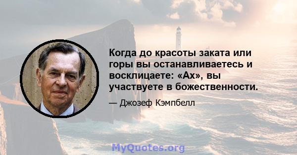 Когда до красоты заката или горы вы останавливаетесь и восклицаете: «Ах», вы участвуете в божественности.