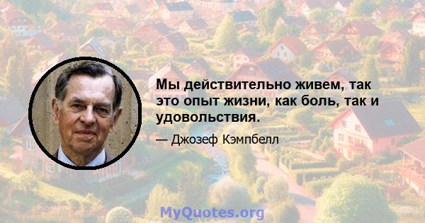 Мы действительно живем, так это опыт жизни, как боль, так и удовольствия.