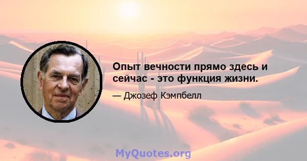 Опыт вечности прямо здесь и сейчас - это функция жизни.