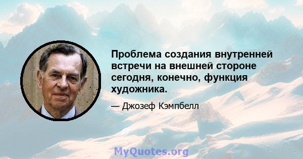 Проблема создания внутренней встречи на внешней стороне сегодня, конечно, функция художника.