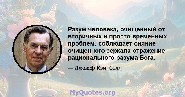 Разум человека, очищенный от вторичных и просто временных проблем, соблюдает сияние очищенного зеркала отражение рационального разума Бога.