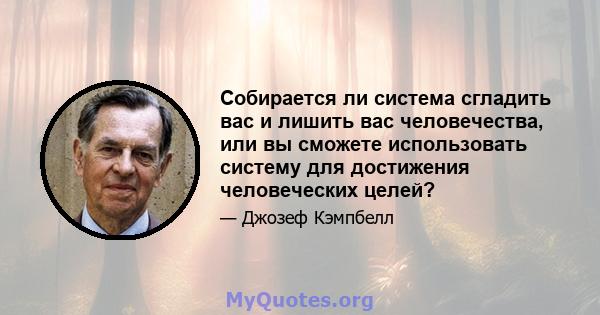 Собирается ли система сгладить вас и лишить вас человечества, или вы сможете использовать систему для достижения человеческих целей?