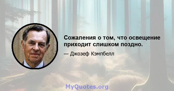 Сожаления о том, что освещение приходит слишком поздно.