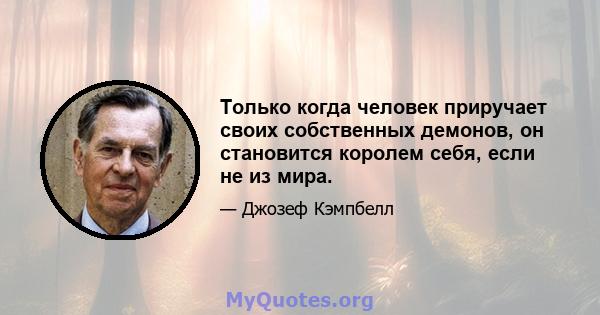 Только когда человек приручает своих собственных демонов, он становится королем себя, если не из мира.