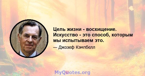 Цель жизни - восхищение. Искусство - это способ, которым мы испытываем это.