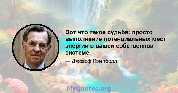 Вот что такое судьба: просто выполнение потенциальных мест энергий в вашей собственной системе.