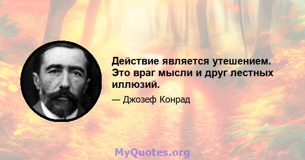 Действие является утешением. Это враг мысли и друг лестных иллюзий.