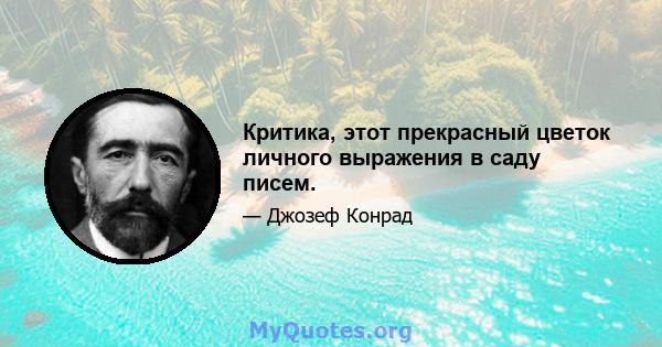 Критика, этот прекрасный цветок личного выражения в саду писем.