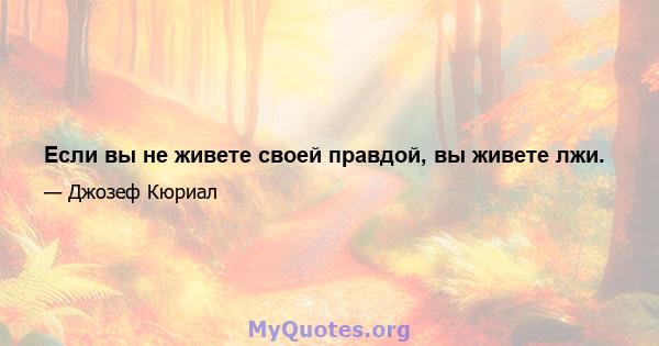 Если вы не живете своей правдой, вы живете лжи.