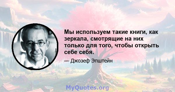 Мы используем такие книги, как зеркала, смотрящие на них только для того, чтобы открыть себе себя.