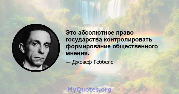 Это абсолютное право государства контролировать формирование общественного мнения.