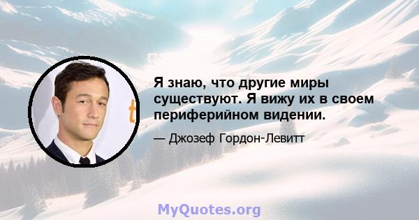 Я знаю, что другие миры существуют. Я вижу их в своем периферийном видении.