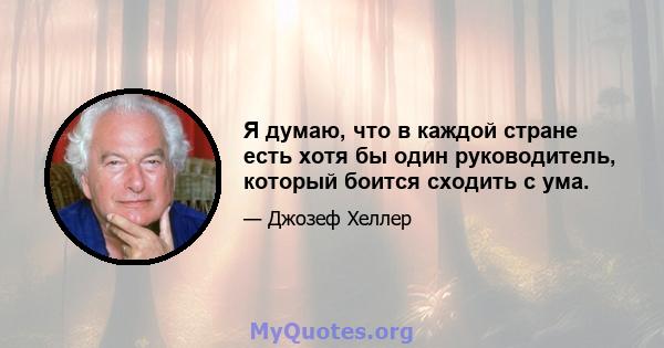 Я думаю, что в каждой стране есть хотя бы один руководитель, который боится сходить с ума.