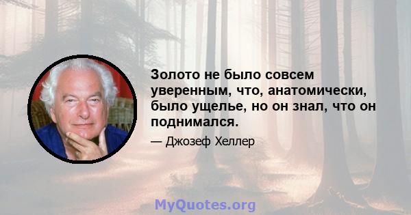 Золото не было совсем уверенным, что, анатомически, было ущелье, но он знал, что он поднимался.