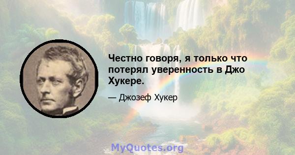 Честно говоря, я только что потерял уверенность в Джо Хукере.