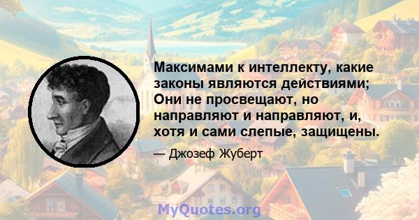 Максимами к интеллекту, какие законы являются действиями; Они не просвещают, но направляют и направляют, и, хотя и сами слепые, защищены.