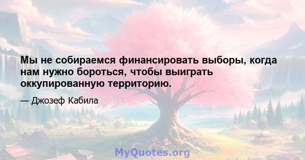 Мы не собираемся финансировать выборы, когда нам нужно бороться, чтобы выиграть оккупированную территорию.