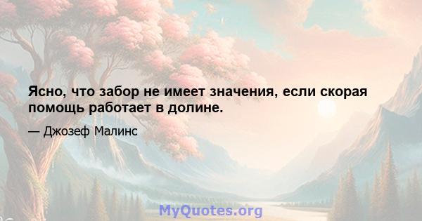 Ясно, что забор не имеет значения, если скорая помощь работает в долине.