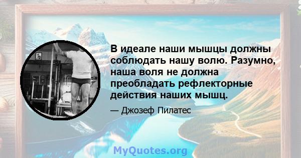 В идеале наши мышцы должны соблюдать нашу волю. Разумно, наша воля не должна преобладать рефлекторные действия наших мышц.