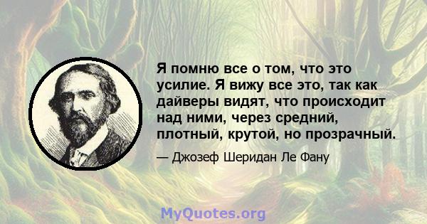 Я помню все о том, что это усилие. Я вижу все это, так как дайверы видят, что происходит над ними, через средний, плотный, крутой, но прозрачный.