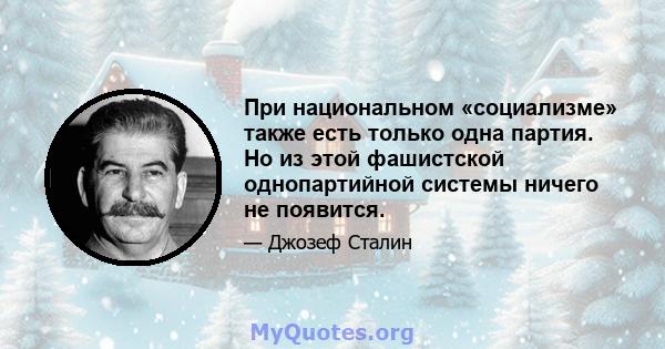 При национальном «социализме» также есть только одна партия. Но из этой фашистской однопартийной системы ничего не появится.