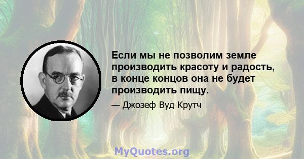 Если мы не позволим земле производить красоту и радость, в конце концов она не будет производить пищу.