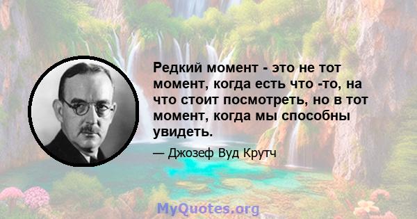 Редкий момент - это не тот момент, когда есть что -то, на что стоит посмотреть, но в тот момент, когда мы способны увидеть.