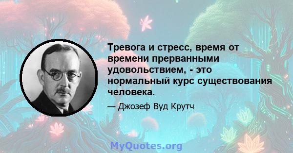 Тревога и стресс, время от времени прерванными удовольствием, - это нормальный курс существования человека.