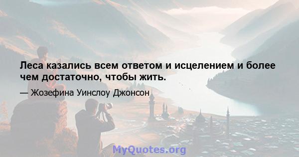 Леса казались всем ответом и исцелением и более чем достаточно, чтобы жить.