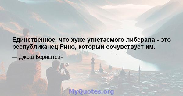 Единственное, что хуже угнетаемого либерала - это республиканец Рино, который сочувствует им.