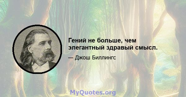 Гений не больше, чем элегантный здравый смысл.