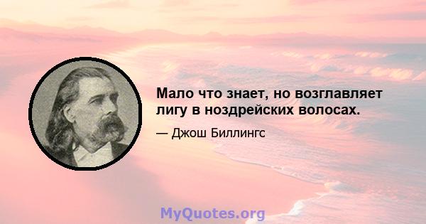 Мало что знает, но возглавляет лигу в ноздрейских волосах.